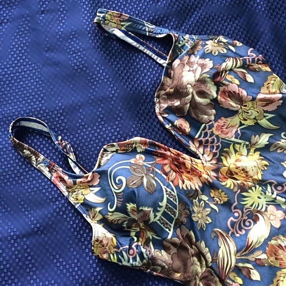 Pierre Cardin Blue Gold Print Bathing Suit VTG - Picture 2 of 8